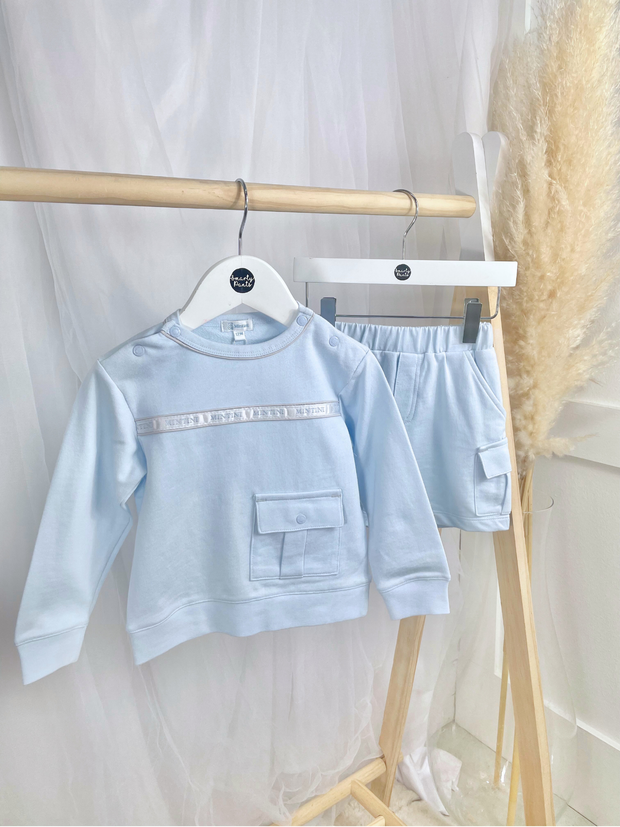 Mintini Boys Blue Jumper & Shorts Set