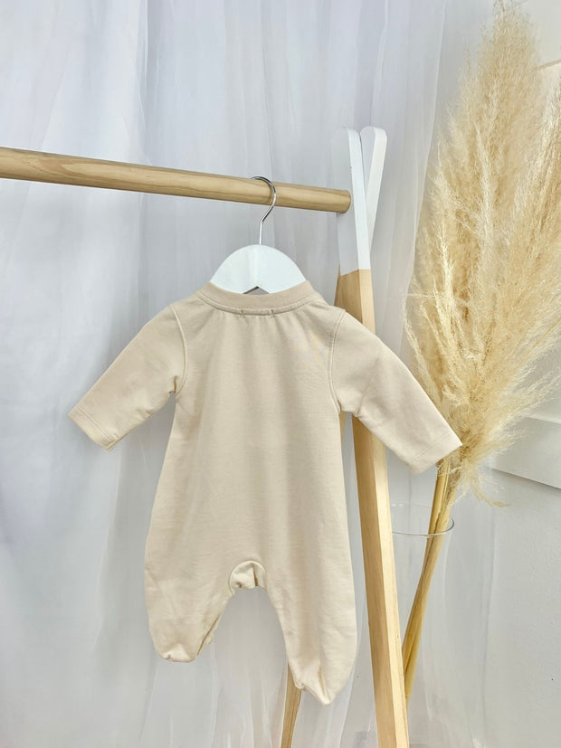 Mintini Beige Babygrow With Fleece Pocket