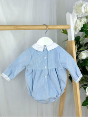 Deolinda Boys Blue Corduroy Smocked Romper (3M-18M)