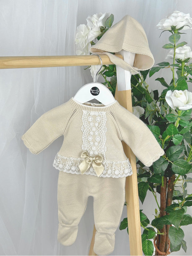Pex Baby Girls 'Florence' Beige Outfit Set (NB-6M)