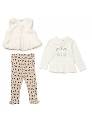 Girls Neutral 3 Piece Outfit Set