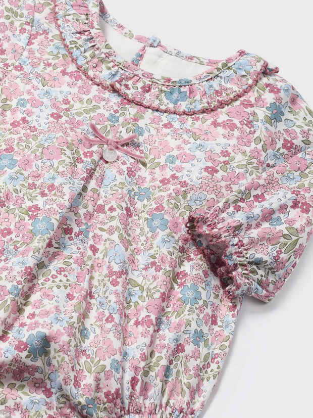 Mayoral Baby Girl Floral Romper With Tights - 2 Colours