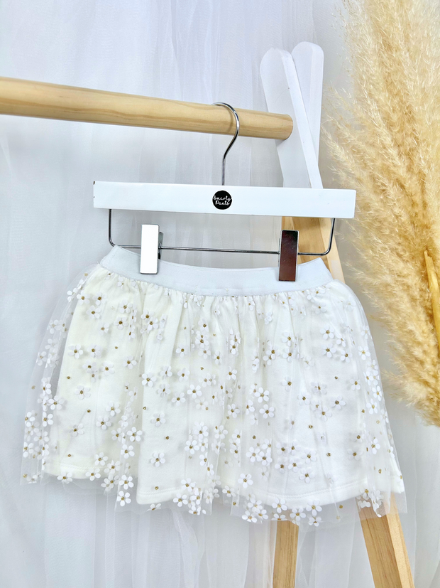 EMC Girls Cream Skirt With Daisy Tulle