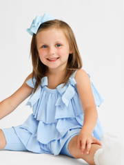 Girls 'Ava' Frilly Short Set - Blue