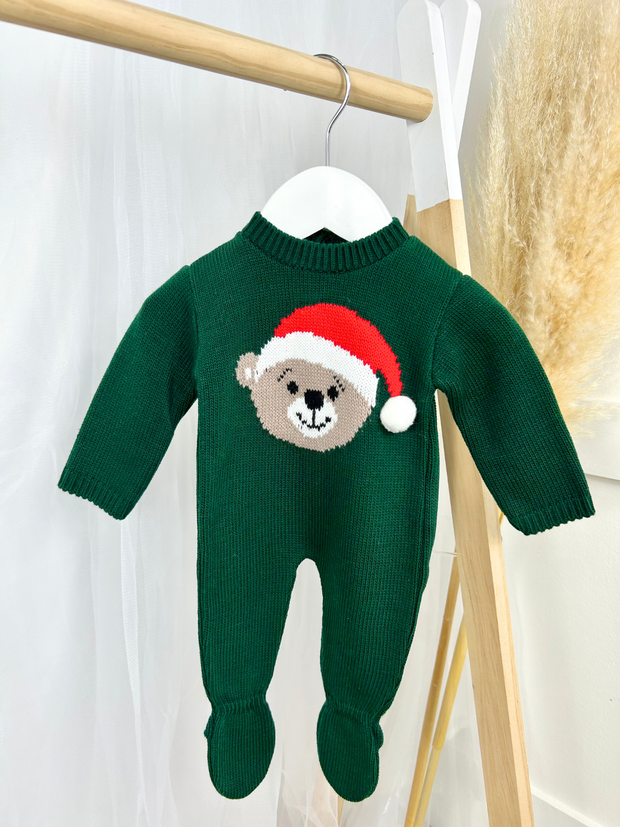 Green Santa Teddy Babygrow