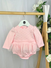 Mintini Baby Girl Pink Pearl Romper (3M - 12M)