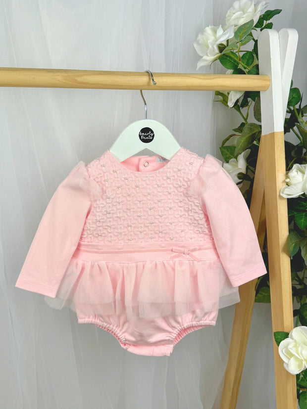Mintini Baby Girl Pink Pearl Romper (3M - 12M)