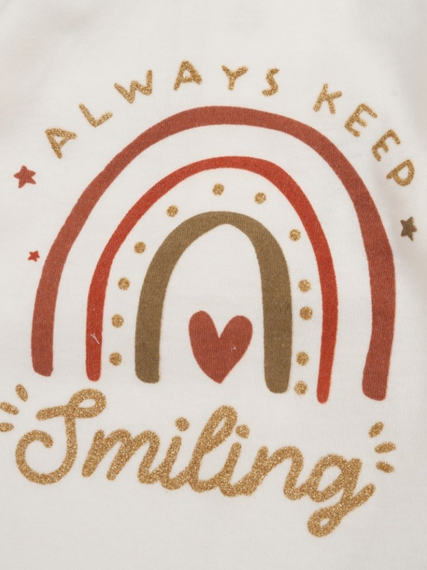 Girls 'Always Smiling' Beige 3 Piece Gilet Outfit Set (12M-5Y)