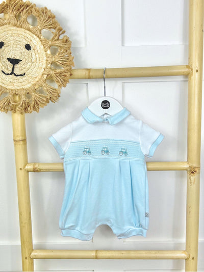 Blue Little Tractor Romper