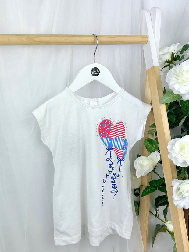 iDo Junior Girl Red & Blue Patchwork Short Set