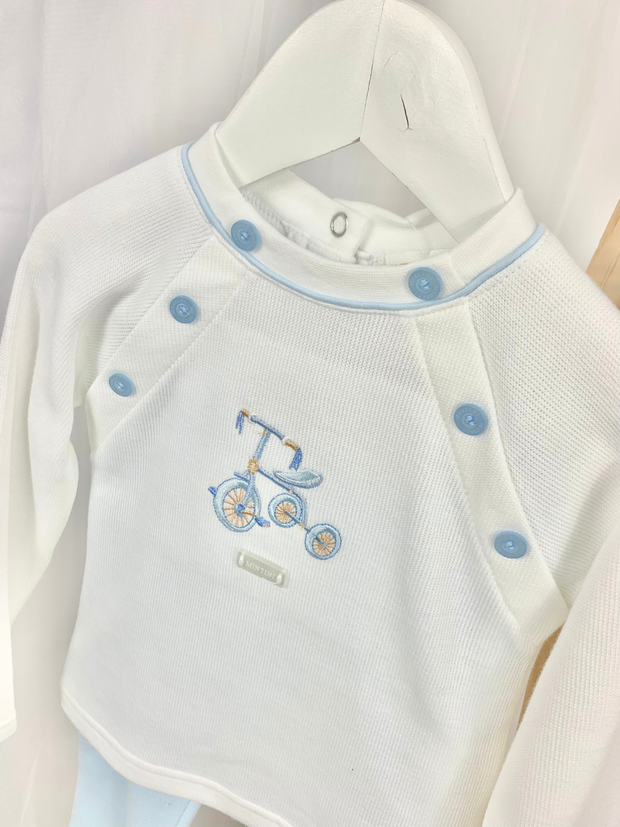 Baby Boy White & Blue Romper