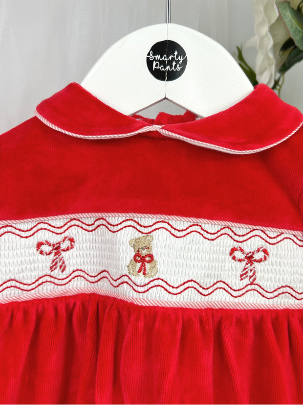 Pex Baby Red Smocked Christmas Babygrow (NB - 9M)