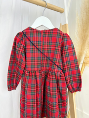 Girls Tartan Dress With Matching Bag - 2 Colours