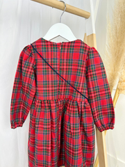 Girls Red Tartan Dress & Handbag Set (9M-4Y)