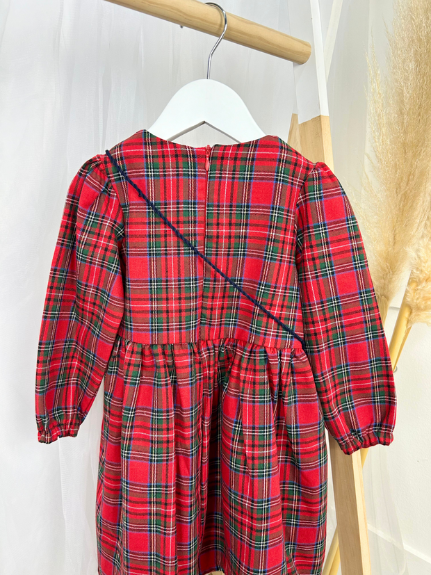 Girls Red Tartan Dress & Handbag Set (9M-4Y)