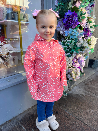 Mayoral Toddler Girl Coral Spotty Raincoat