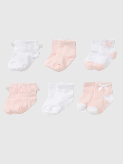 Baby Girl 6 Pack Pink Socks (0M-12M)
