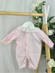 Pex Pink Smocked Velour Babygrow (0M-9M)