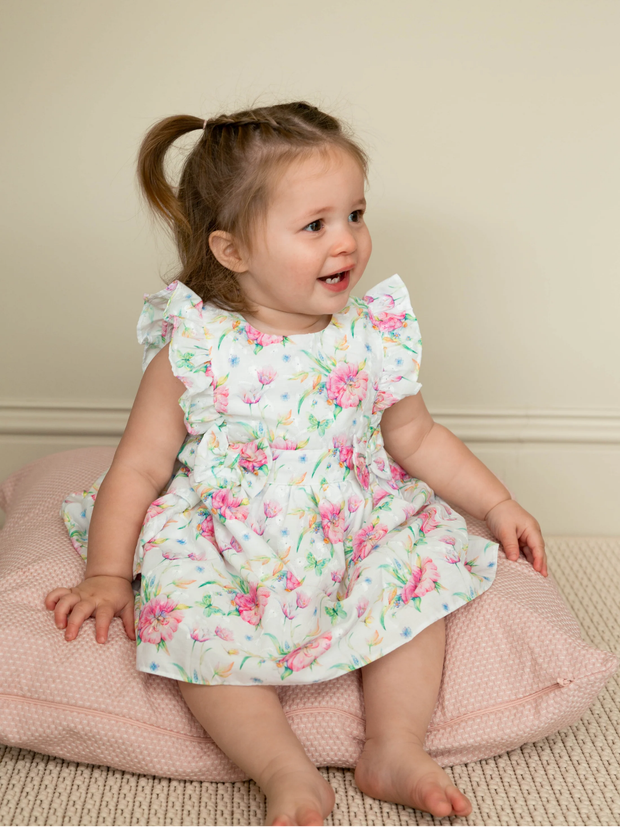 Mintini Girls Floral Dress With Bows