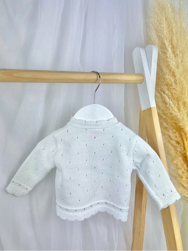 Baby Girl 'Miranda' White Knitted Cardigan