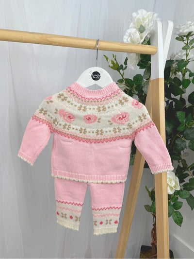 Baby Pink Knitted Outfit Set (0M-12M)