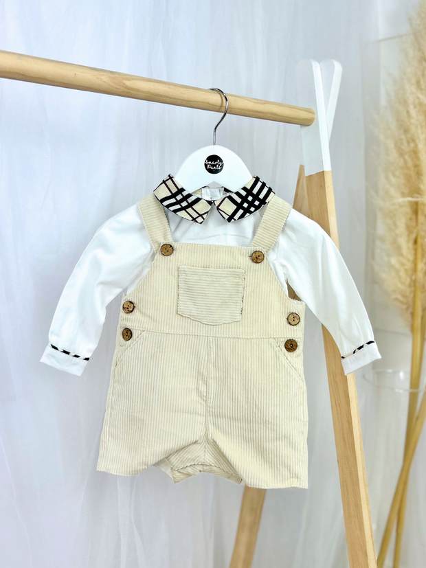 Deolinda Boys Cream Check Dungaree