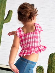 Mayoral Junior Girl Checked Peplum Top