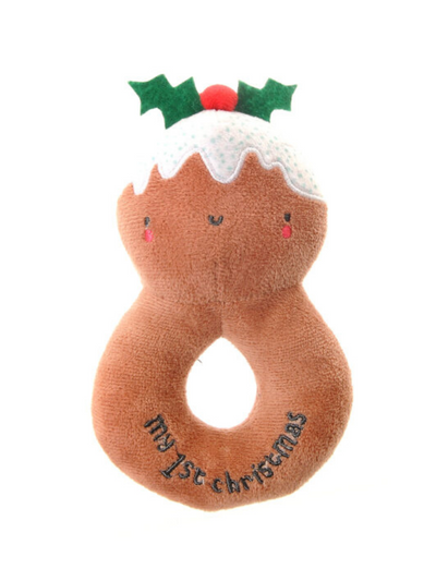 My First Christmas Pudding Baby Rattle