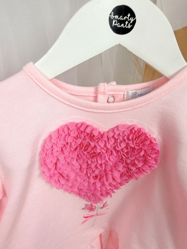 Mintini Girls Pink Floral Heart Legging Set (3M - 5Y)