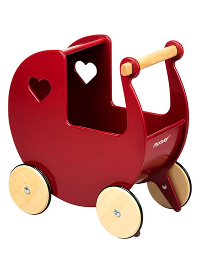 Moover Wooden Dolls Pram - Red