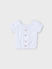 Mayoral Junior Girl White Cropped Button Down Top