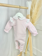 Baby Girl Pink Frill Sleeve Babygrow