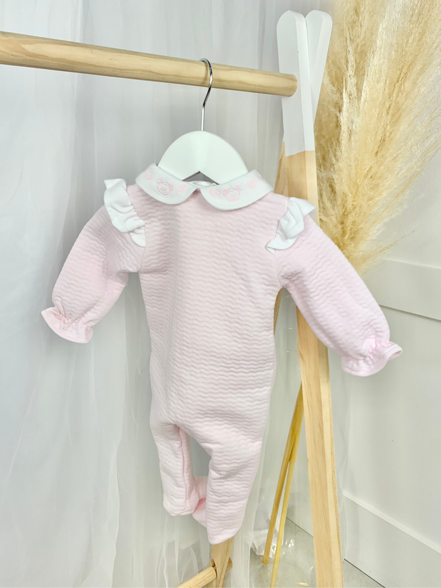 Baby Girl Pink Frill Sleeve Babygrow