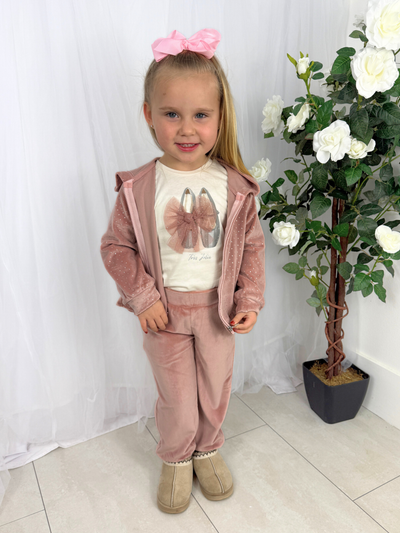 Mayoral Junior Girl Pink Velour Outfit Set (3Y-8Y)