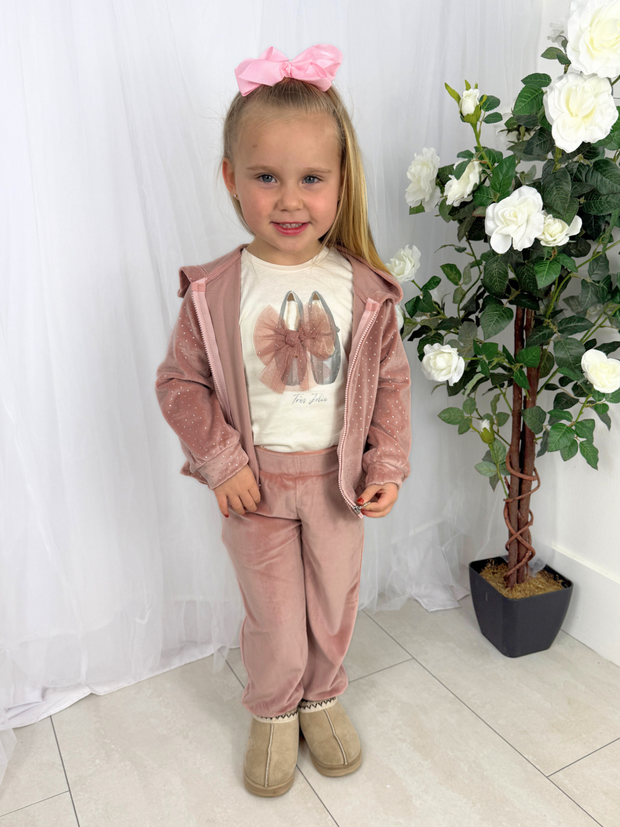 Mayoral Junior Girl Pink Velour Outfit Set (3Y-8Y)