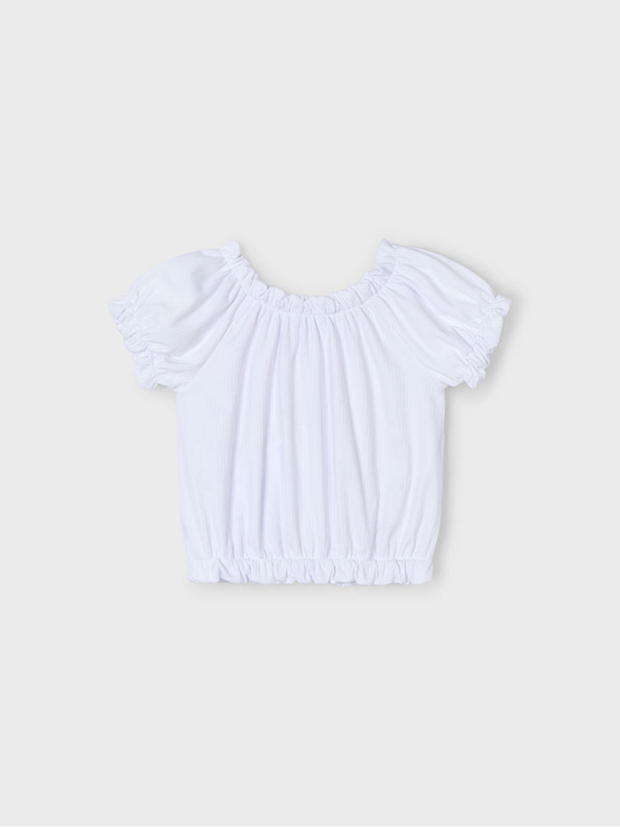 Mayoral Junior Girl White Cropped Button Down Top