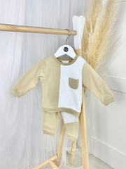 Toddler Boy Beige Tracksuit Set