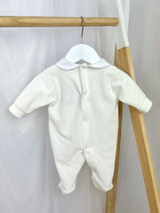 Unisex Ivory Teddy Smocked Sleepsuit