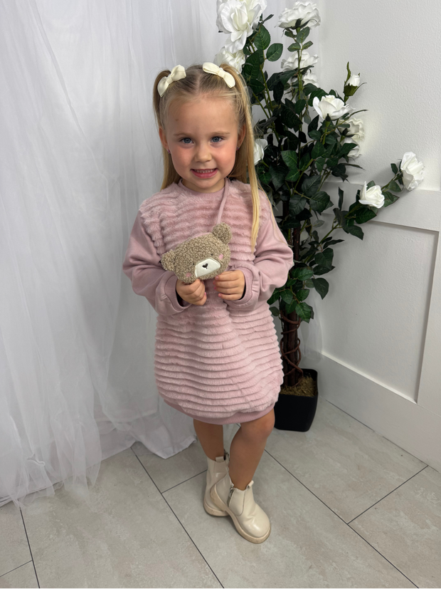 Mayoral Toddler Girl Pink Fur Dress & Bag (12M-4Y)