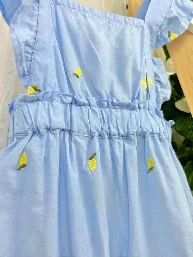 Name It Baby Girl Organic Cotton Woven Lemons Romper