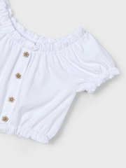 Mayoral Junior Girl White Cropped Button Down Top