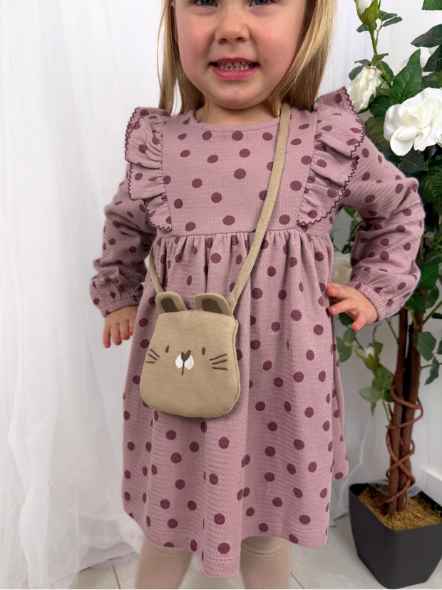 Mayoral Toddler Girl Pink Polka Dot Dress & Bag UK