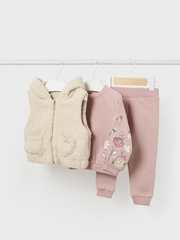 Mayoral Toddler Girl Pink Tracksuit & Gilet Set