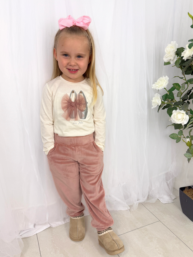 Mayoral Junior Girl Pink Velour Outfit Set (3Y-8Y)