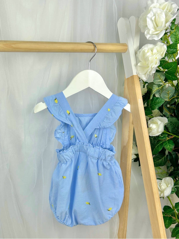 Name It Baby Girl Organic Cotton Woven Lemons Romper