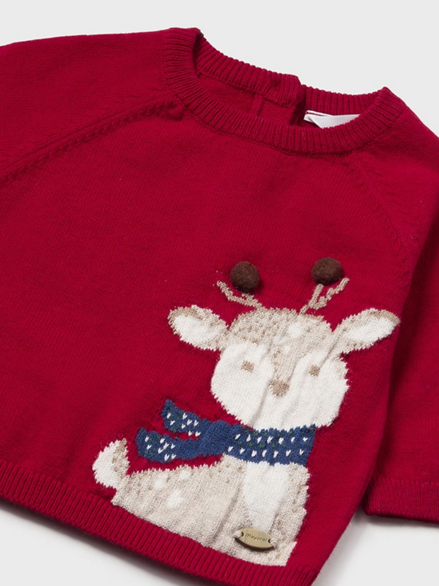 Mayoral Baby Boy Red Reindeer Jumper