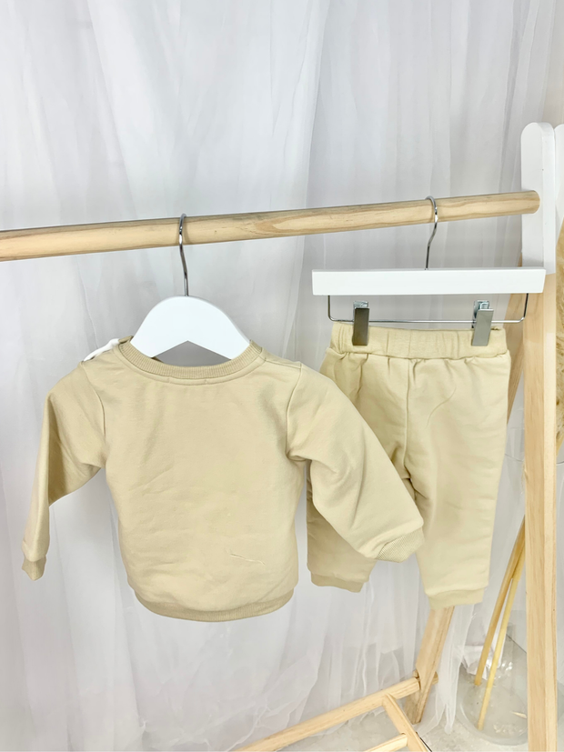 Toddler Boy Beige Tracksuit Set