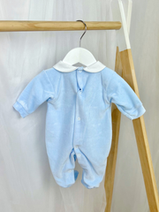 Blue Teddy Smocked Sleepsuit