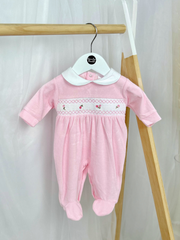 Pink Rose Smocked Babygrow