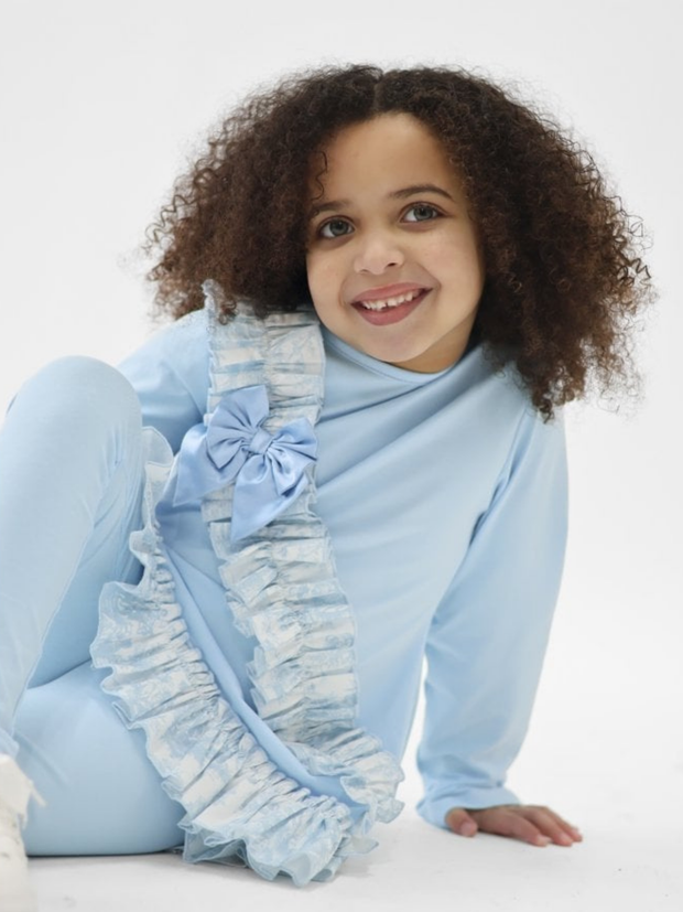 Girls 'Alba' Cross Ruffle Legging Set (18M - 9Y) - Blue